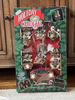 Vtg Mr Christmas Moving Holiday Carousel 1992 Music Lights 6 Horses • $85