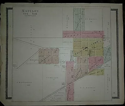 Vintage 1917 Railroad & Land Owner Plat Map ~ MADISON Twp. MONROE Co MISSOURI • $45.95