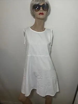 Maria De Guadalajara Size M Tunic Dress 100% Cotton Gauze White Lagenlook • $27.21