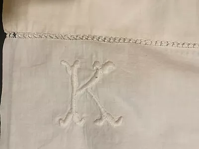 Vintage Embroidered White Flat Sheet 68 X 78 Inches Great For Twin Size Bed • $8.98