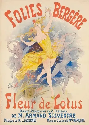 £7.99 • Buy JULES CHERET Follies Bergere Fleur De Lotus, Art Nouveau Belle Epoque Poster