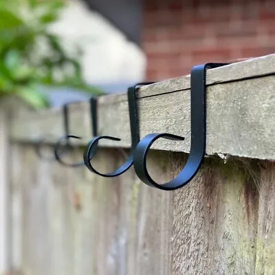 Bracket Fence Panel Garden Metal Hanging Over Fence Hooks (Set Of 4) • £9.99