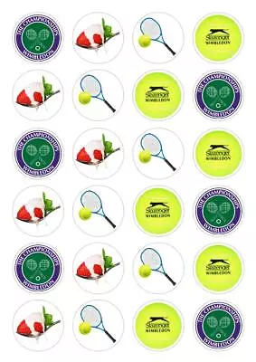 24 Wimbledon Tennis Cupcake Fairy Cake Toppers Edible Rice Wafer Paper  • £2.99