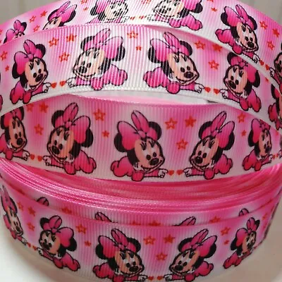 MINNIE MOUSE Grosgrain Ribbon 1 Inch (25mm) Width For Crafthair Cake Deco Etc • £1.99