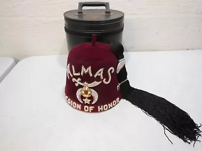 Almas Legion Of Honor Masonic Freemason Shriners Jeweled Tasseled Fez Hat W Case • $49