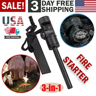 $0.99 • Buy Fire Starter Flint Steel Striker Survival Kit Ferro Rod Camping Outdoor Tool USA