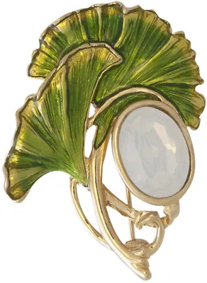 Gold Plated Ginkgo Leaf Brooch With Opal Ari D Norman • £73.14