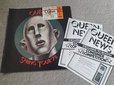 Queen News Of The World Uk 1978 Tour Book Ticket & Rare Flyers  *stunning* • £75