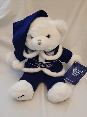 2000 Dan Dee Keepsake Holiday Teddy Bear White 18” Blue Snowflake Plush With Hat • $51.27