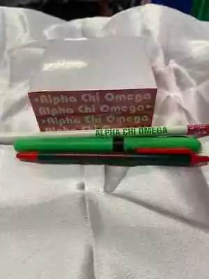 Alpha Chi Omega Combo Memo Cube Pen Pencil Highlighter VINTAGE RETIRED • $9.95