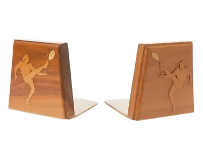 Vintage Wood Sports Bookends - Pair Hand Crafted Wood Football Book Ends • $20