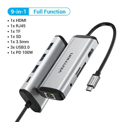 Station USB C HDMI RJ45 4K For MacBook Pro Air Accessories Type C Splitter USB • $60.69