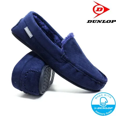 Mens Slippers Memory Foam Moccasin Faux Suede Sheep Skin Fur Lined Loafers Shoes • £13.95