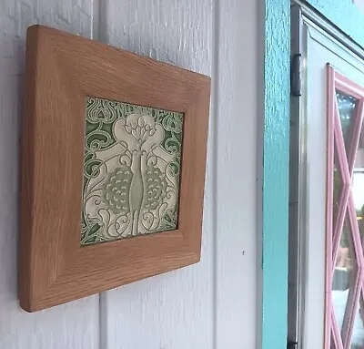 6x6 SOFT GREEN Blond Oak Wood Hawaiian Art Aloha Oe Framed Motawi Tile Pottery • $345