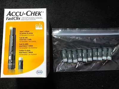 Accu Chek Fastclix Finger Pricked Lancing Device + FREE 60 Lancets (10 Drums) • £15.49