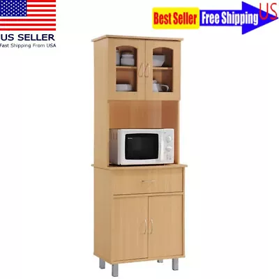 Free Standing Kitchen Cabinet W/ Microwave Storage & Drawer Multiple Finishes US • $128.71