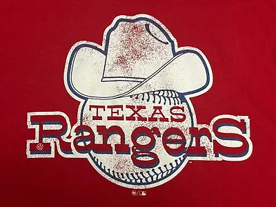 Texas Rangers Distressed Throwback Logo T-Shirt MLB ‘47 Brand Red Men’s Size XXL • $15.99