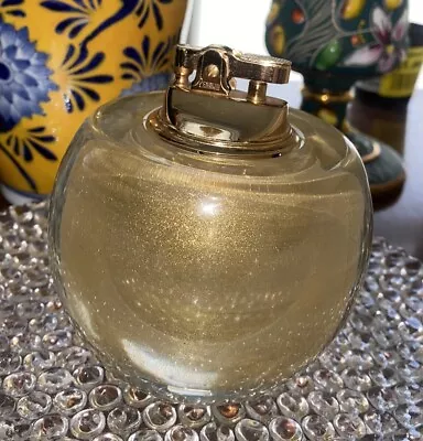 Vintage Murano Glass Table Lighter Gold Flecks  Heavy BEAUTIFUL! Penguin Insert • $59