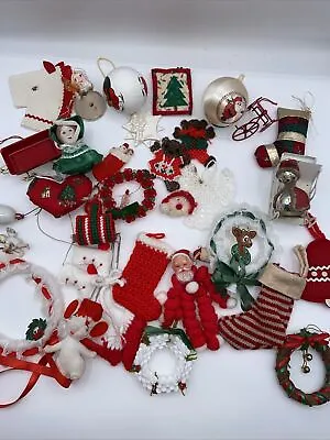 Vintage Kitschy Christmas Mixed Lot Decor Ornaments Metal Felt Mice Stocking C16 • $38.99