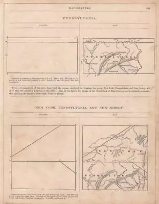 1874 Mitchell's New Geography Atlas For Schools-how To Draw Pennsylvania & Ny • $12