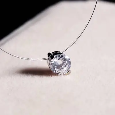 Invisible Transparent Fishing Line Zircon Pendant Necklace Choker Women Jewelry • £3.37