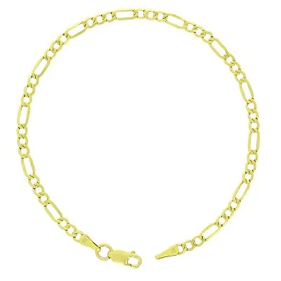 10K Yellow Gold 3.5mm Figaro Chain Bracelet Lobster Clasp Mens Women 7  8  9  • $84.98