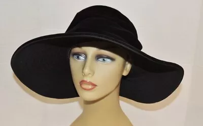 1960's Mr. John Classic Large Brim Black Velvet Hat SM • $25