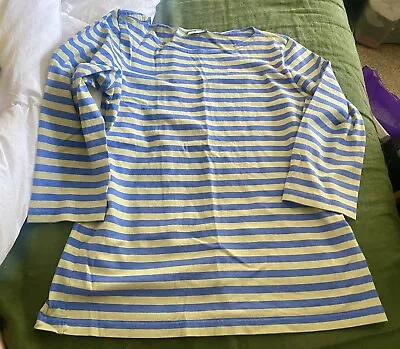 Marimekko Blue Striped 3/4 Sleeve Cotton Shirt Size M • $32