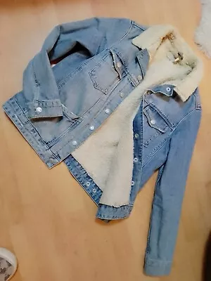 Ladies Denim Jacket Fleece Lined Size 10 • £0.99