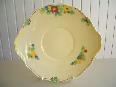 £17.60 • Buy Vintage 1930's Royal Doulton Minden Side Handled Floral Cake Plate Lemon Colour