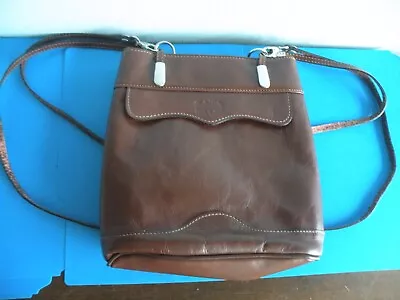 Vera Pelle Tan Brown Genuine Leather Purse Backpack Bag 9 X9   Made In Italy R14 • $11.99