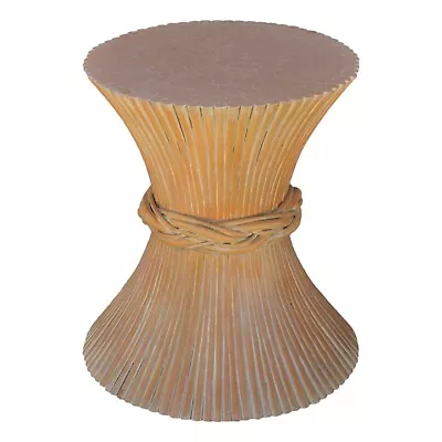 McGuire Round Sheaf Of Wheat Rattan Dining Table Base & 42  Round Glass Tabletop • $1849