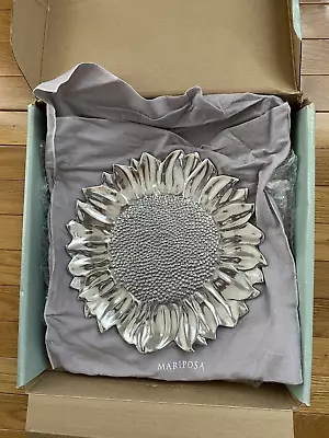 Mariposa 12  Sunflower Serving Dish Platter Tray Mexico Solid Cast Aluminum NIB • $75.95