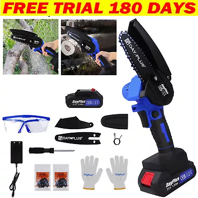 Mini Cordless Electric Chainsaw One-Hand Saw Wood Cutter Tool W/ Battery Chain • $22.17