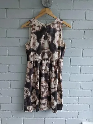 Mulberry Pure Silk A Line Fit And Flare Skater Dress UK 10 Dark Floral • £20