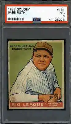 1933 Goudey #181 Babe Ruth - PSA 3 (Eye Appeal) • $14850