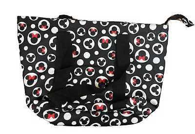 Disney Minnie Mouse Black Tote Bag Zippered Travel Handbag Mickey Mouse • $17.99