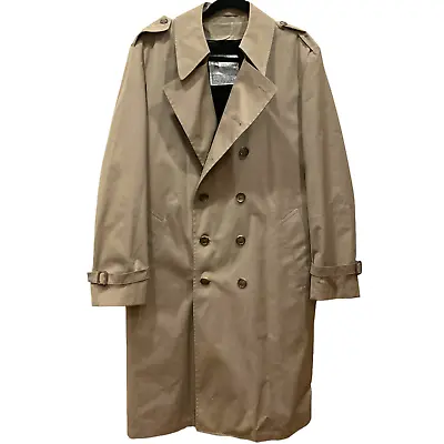 London Fog Mens Coat Size 40R Trench Coat Rain Coat Tan Beige Khaki New Vintage • $106.22