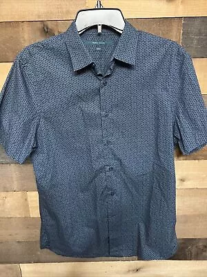 Mens Perry Ellis Short Sleeve Button Down Shirt Sz M  Slim Fit Blue • $16.99