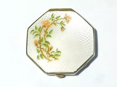 £198 • Buy 1931 Solid Silver + Guilloche Flowers Enamel VOGUE Tap Patent Powder Compact