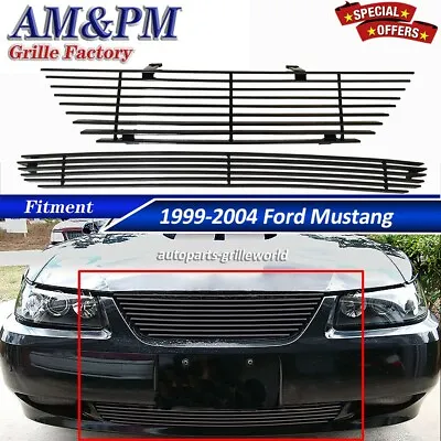 Fits 1999-2004 Ford Mustang Billet Grille Front Grill Black Combo Insert 2003 • $62.99