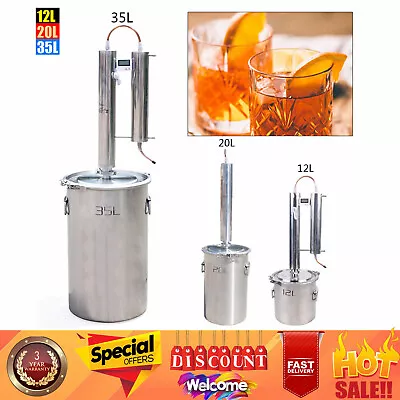 12/20/35L Moonshine Still Stainless Wine Boiler Alcohol Distiller Brewing Kit • $125.40