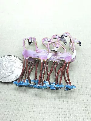 Sterling Silver Vintage ENAMEL FLAMINGO BROOCH 13g (B-12) • $139