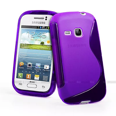 PURPLE S CURVE GEL CASE COVER FOR SAMSUNG Galaxy Young S6310 + Screen Protector • $3.99