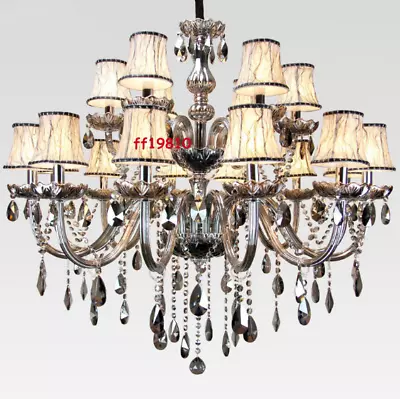 Chandelier SMOKY GREY Lampshade K9 Crystal 2/6/8/10/18 Arm Pendant Light Candle  • $299