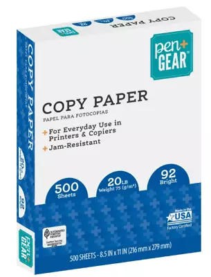 Pen+Gear Copy Paper 8.5 X 11 92 Bright White 20 Lb. 1 Ream (500 Sheets) • $8.98