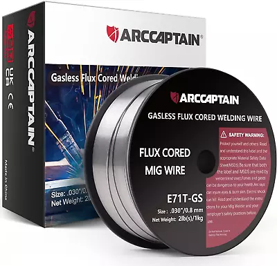 Flux Core Welding Wire ARCCAPTAIN E71T-GS .030 2-Pound Spool Gasless Mild Carb • $24.80