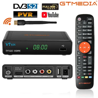 GTMEDIA V7S5X HD Digital Satellite TV Receiver Box PVR SAT Tuner With USB WIFI • $29.99