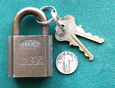 Vtg UNITED STATES MARINE CORPS USMC Padlock ILCO + Original Keys – Cold War Era • $40