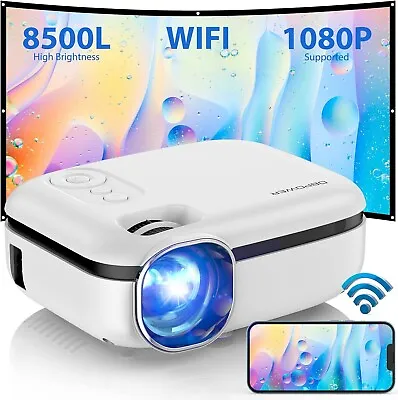 WiFi Video Projector 8500 Lumens 1080P LED Mini Home Theater Cinema Projector • $59.39